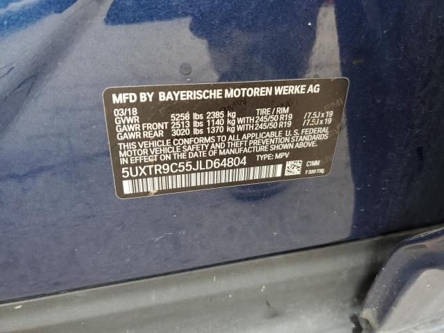 5UXTR9C55JLD64804 - 2018 BMW X3 XDRIVE30I Mavi foto 12