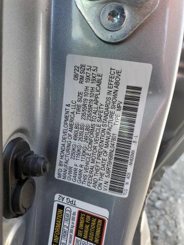 5J6RT6H98NL047801 - 2022 HONDA CR-V TOURING GRAY photo 12