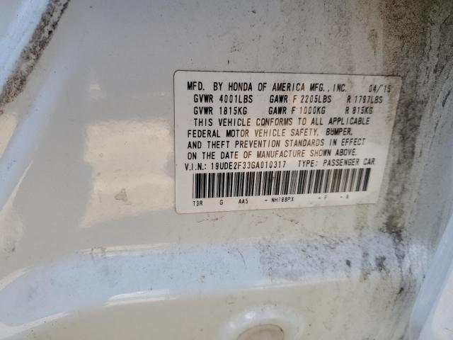 19UDE2F33GA010317 - 2016 ACURA ILX BASE WATCH PLUS WHITE photo 12