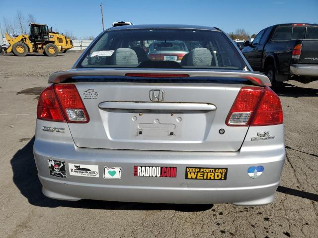 2HGES16515H567489 - 2005 HONDA CIVIC LX SILVER photo 6