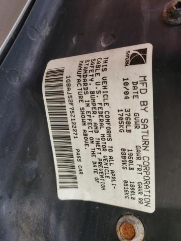 1G8AJ52F75Z122271 - 2005 SATURN ION LEVEL 2 银色 照片 12