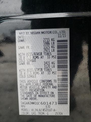 5N1AR2MM1GC601473 - 2016 NISSAN PATHFINDER S 黑色 照片 13