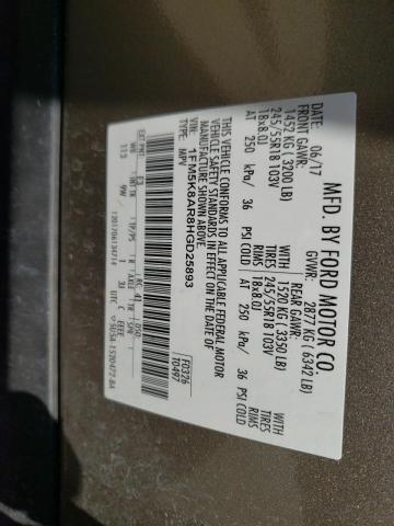 1FM5K8AR8HGD25893 - 2017 FORD EXPLORER POLICE INTERCEPTOR TAN photo 13