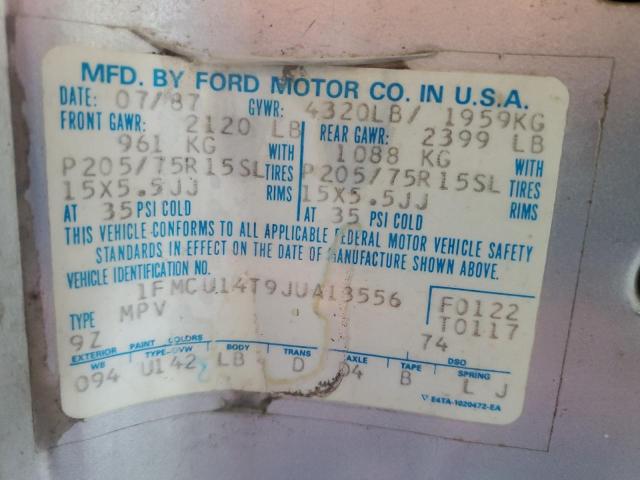 1FMCU14T9JUA13556 - 1988 FORD BRONCO II SILVER photo 13