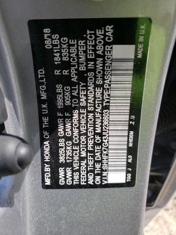 SHHFK7G43JU236603 - 2018 HONDA CIVIC SPORT 银色 照片 13