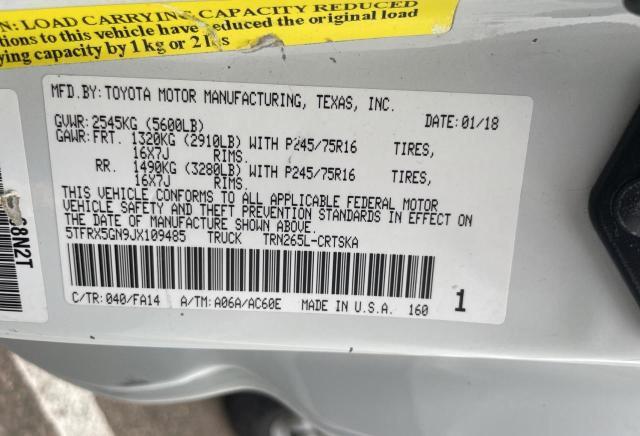 5TFRX5GN9JX109485 - 2018 TOYOTA TACOMA ACCESS CAB თეთრი ფოტო 10