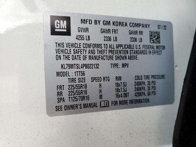 KL79MTSL4PB022132 - 2023 CHEVROLET TRAILBLAZE RS WHITE photo 13