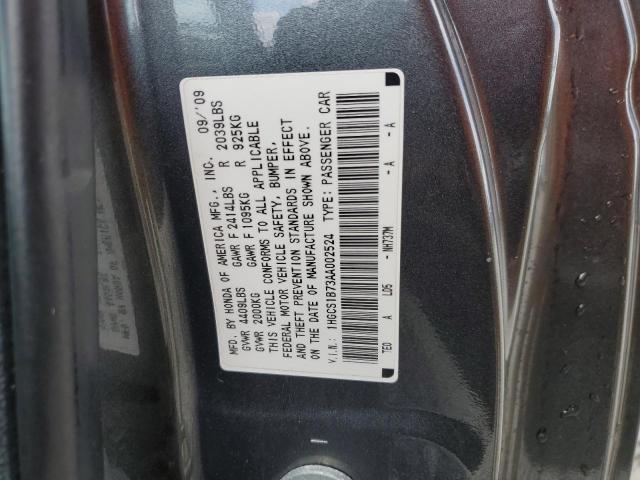 1HGCS1B73AA002524 - 2010 HONDA ACCORD EX GRAY photo 12