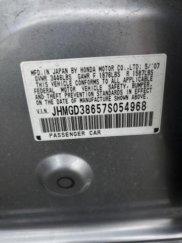 JHMGD38657S054968 - 2007 HONDA FIT S SILVER photo 12