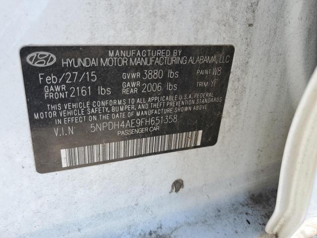 5NPDH4AE9FH651358 - 2015 HYUNDAI ELANTRA SE WHITE photo 12