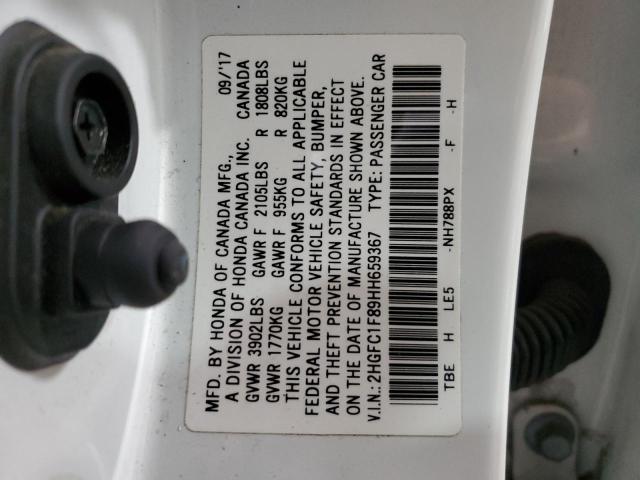 2HGFC1F89HH659367 - 2017 HONDA CIVIC EX WHITE photo 13