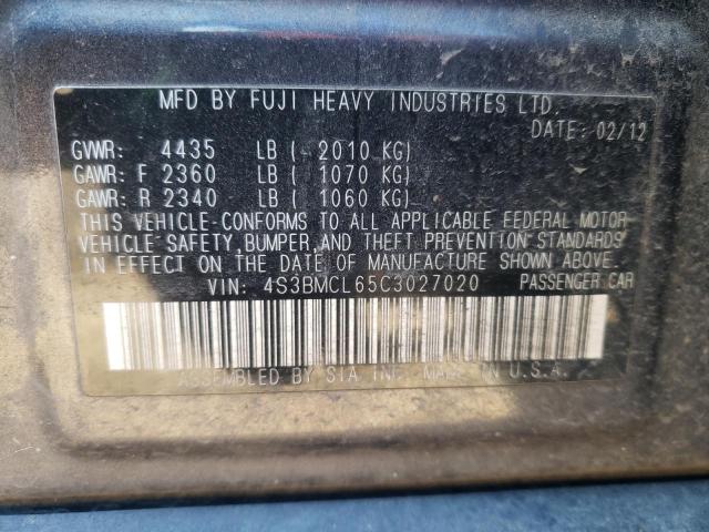 4S3BMCL65C3027020 - 2012 SUBARU LEGACY 2.5I LIMITED GRAY photo 13