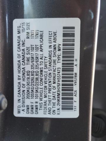 2HKRM3H76FH557473 - 2015 HONDA CR-V EXL GRAY photo 14