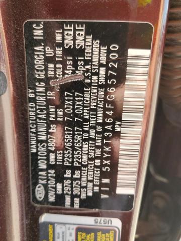 5XYKT3A64FG657200 - 2015 KIA SORENTO LX MAROON photo 12