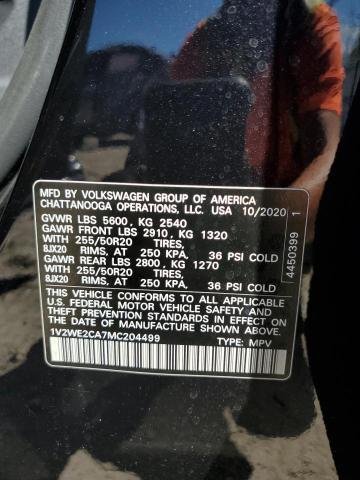 1V2WE2CA7MC204499 - 2021 VOLKSWAGEN ATLAS CROS SE Черный фото 13