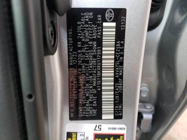 4T1G11BKXRU117991 - 2024 TOYOTA CAMRY SE NIGHT SHADE GRAY photo 12