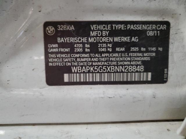 WBAPK5G5XBNN28848 - 2011 BMW 328 XI SULEV WHITE photo 12