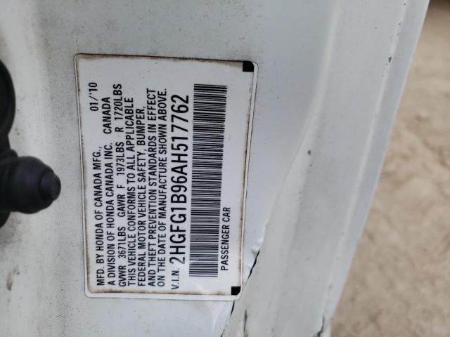 2HGFG1B96AH517762 - 2010 HONDA CIVIC EXL თეთრი ფოტო 12