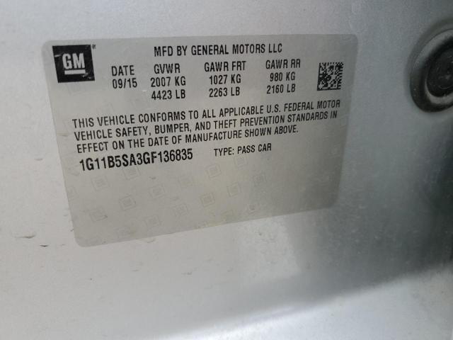 1G11B5SA3GF136835 - 2016 CHEVROLET MALIBU LIM LS SILVER photo 12