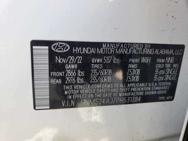 5NMS24AJ7PH531384 - 2023 HYUNDAI SANTA FE SEL WHITE photo 12