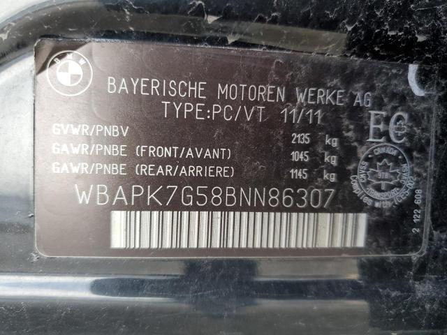 WBAPK7G58BNN86307 - 2011 BMW 328 XI BLACK photo 12