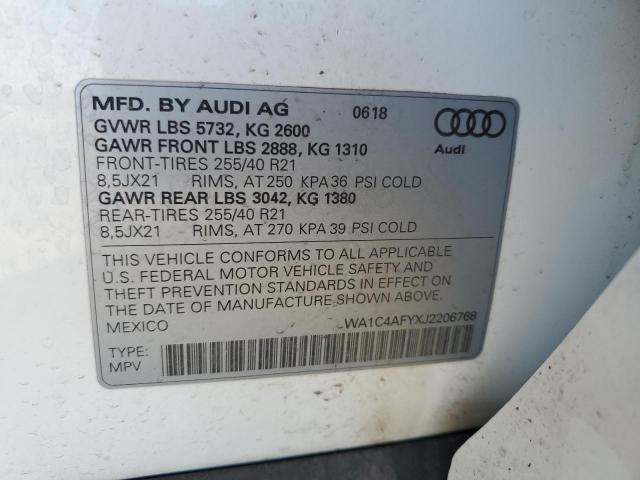 WA1C4AFYXJ2206768 - 2018 AUDI SQ5 PRESTIGE WHITE photo 12