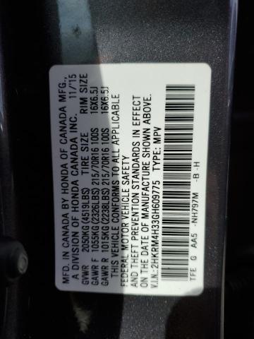 2HKRM4H33GH609775 - 2016 HONDA CR-V LX GRAY photo 13