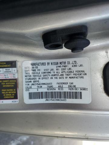 JNKCV54E35M424403 - 2005 INFINITI G35 GRAY photo 12