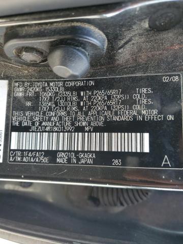 JTEZU14R18K013992 - 2008 TOYOTA 4RUNNER SR5 CHARCOAL photo 13