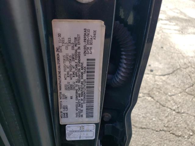 5TEGN92N71Z747125 - 2001 TOYOTA TACOMA DOUBLE CAB PRERUNNER BLACK photo 12