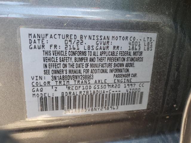 3N1AB8DV8NY298963 - 2022 NISSAN SENTRA SR GRAY photo 12