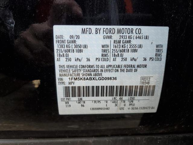 1FM5K8ABXLGD09836 - 2020 FORD EXPLORER POLICE INTERCEPTOR 黑色 照片 12