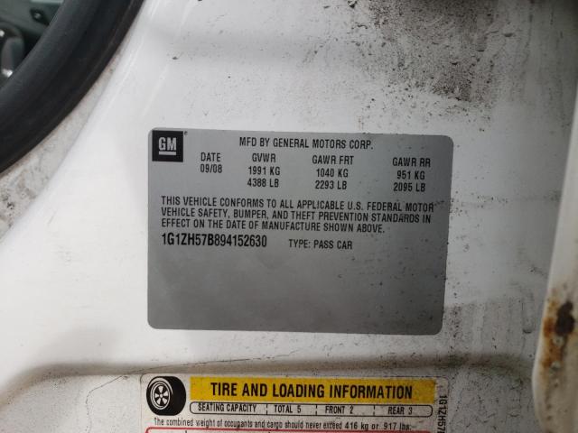 1G1ZH57B894152630 - 2009 CHEVROLET MALIBU 1LT WHITE photo 12