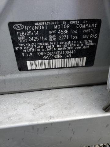 KMHEC4A4XEA108449 - 2014 HYUNDAI SONATA HYBRID SILVER photo 12