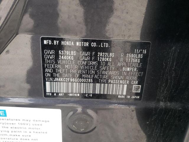 JH4KC2F96GC000285 - 2016 ACURA RLX SPORT HYBRID ADVANCE GRAY photo 12