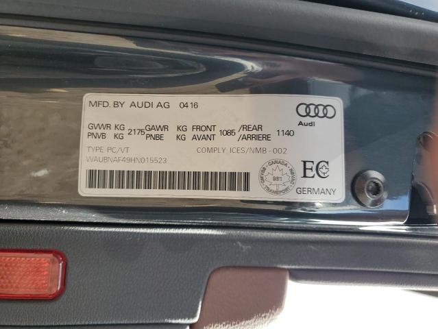 WAUBNAF49HN015523 - 2017 AUDI A4 PROGRESSIV GRAY photo 12