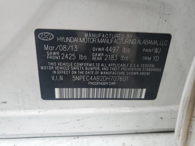 5NPEC4AB2DH707601 - 2013 HYUNDAI SONATA SE WHITE photo 12