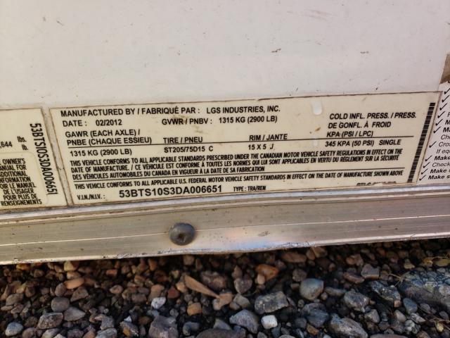 53BTS10S3DA006651 - 2012 UTILITY TRAILER Weiß Foto 10