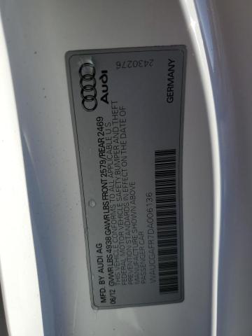 WAUCGAFR7DA006136 - 2013 AUDI S5 PREMIUM PLUS 白色 照片 12