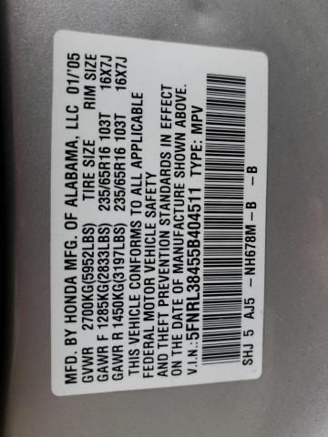 5FNRL38455B404511 - 2005 HONDA ODYSSEY EX SILVER photo 13