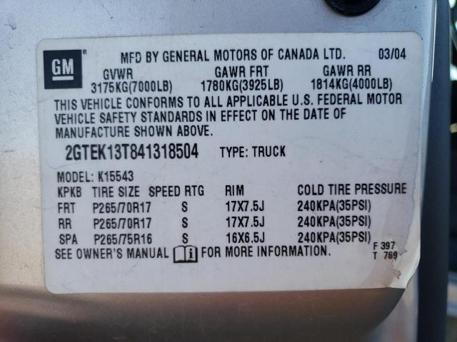 2GTEK13T841318504 - 2004 GMC NEW SIERRA K1500 BEIGE photo 12