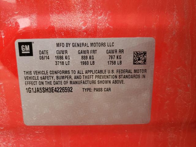 1G1JA5SH3E4226592 - 2014 CHEVROLET SONIC LS RED photo 12