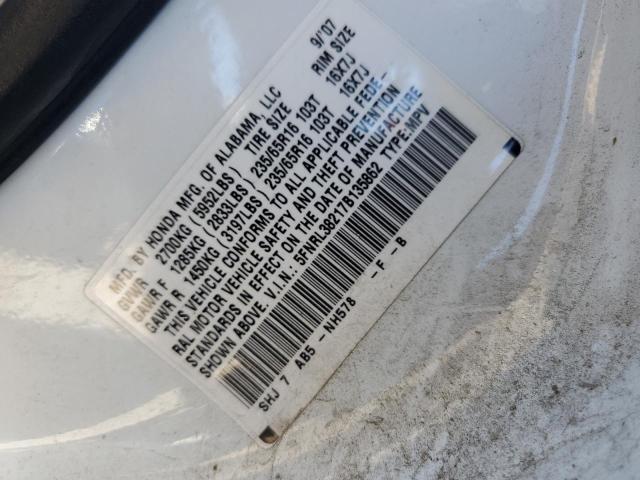 5FNRL38217B135862 - 2007 HONDA ODYSSEY LX WHITE photo 13