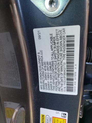 1HGCV3F58MA021733 - 2021 HONDA ACCORD HYBRID EXL GRAY photo 12