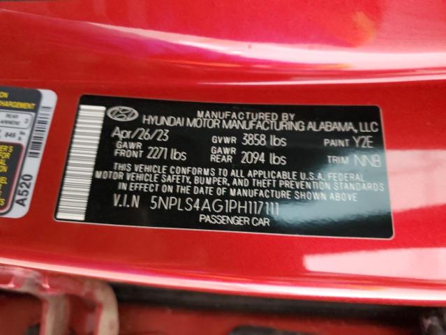 5NPLS4AG1PH117111 - 2023 HYUNDAI ELANTRA SEL RED photo 12