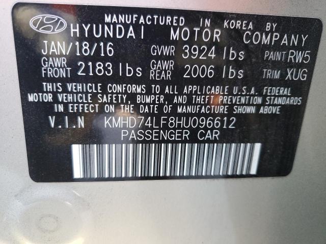 KMHD74LF8HU096612 - 2017 HYUNDAI ELANTRA SE SILVER photo 12