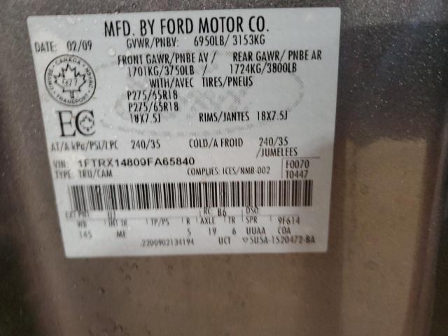 1FTRX14809FA65840 - 2009 FORD F150 SUPER CAB GRAY photo 12