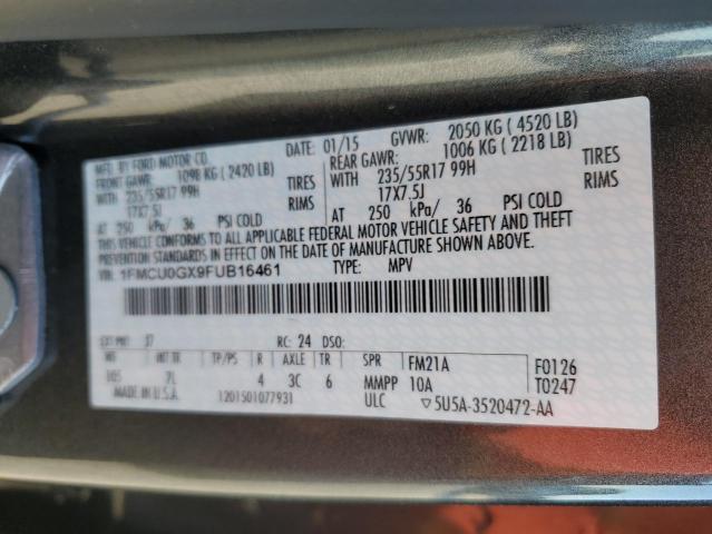 1FMCU0GX9FUB16461 - 2015 FORD ESCAPE SE GRAY photo 13