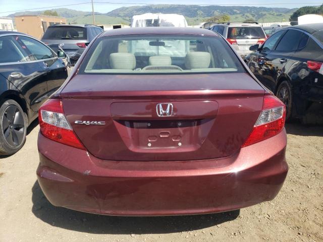 2HGFB2F50CH591354 - 2012 HONDA CIVIC LX BURGUNDY photo 6