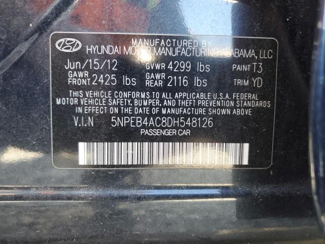 5NPEB4AC8DH548126 - 2013 HYUNDAI SONATA GLS BLUE photo 12